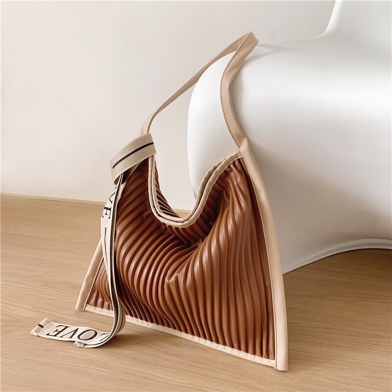 Pleated Leather Tote Bag