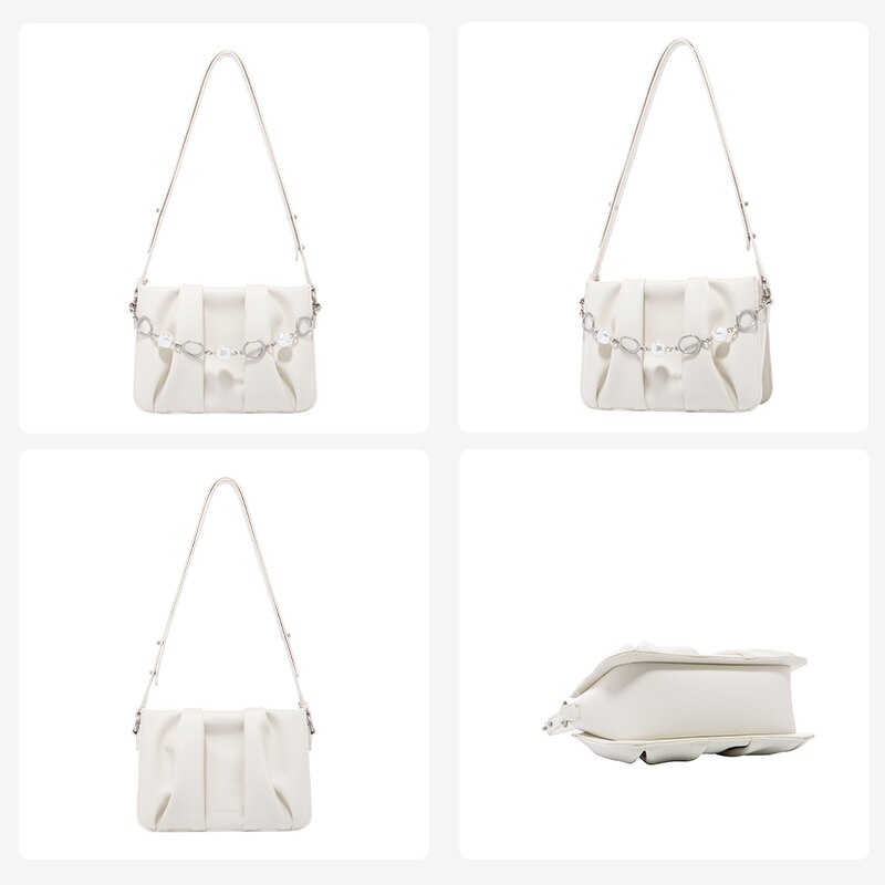 Pleated Shoulder Messenger Handbag