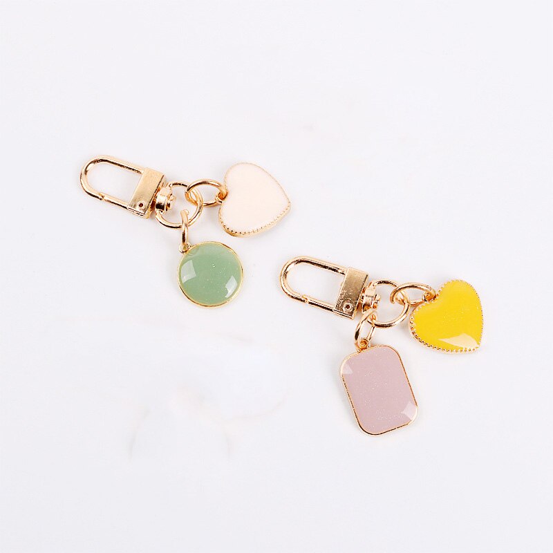 Cute Dripping Oil Round Heart Keychain