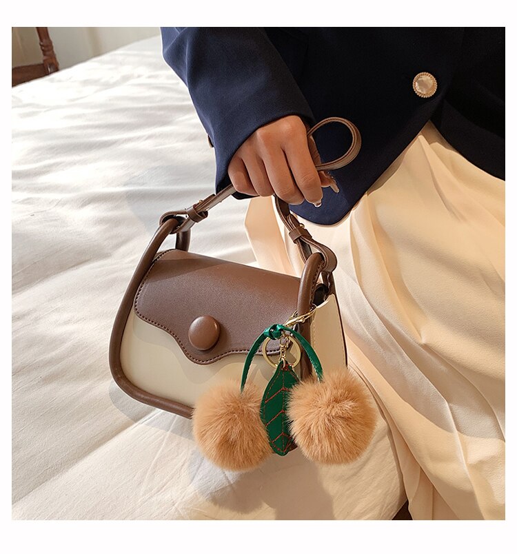 Pompom Leaf Pendant Crossbody Bag