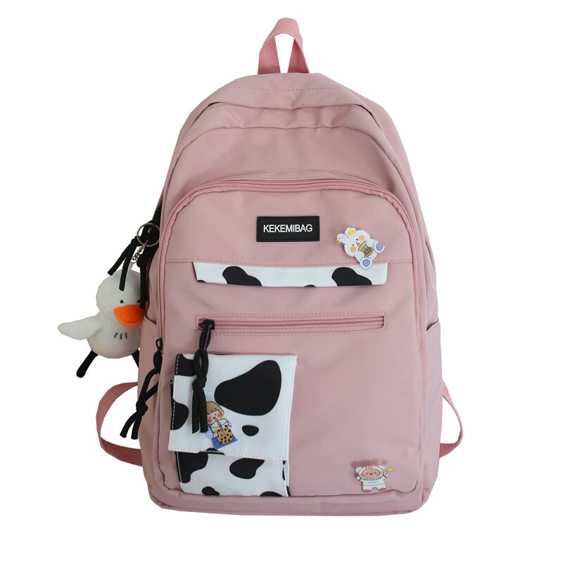 Cow Print Girl Waterproof Backpack