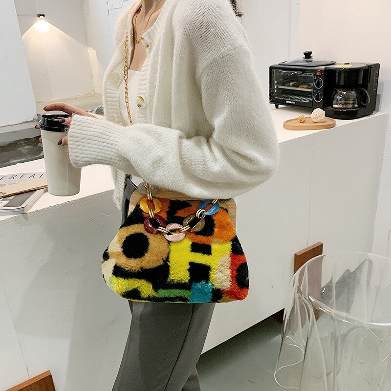 Fur Colorful Women Handbag
