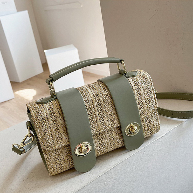 Retro Straw Design Crossbody Bag