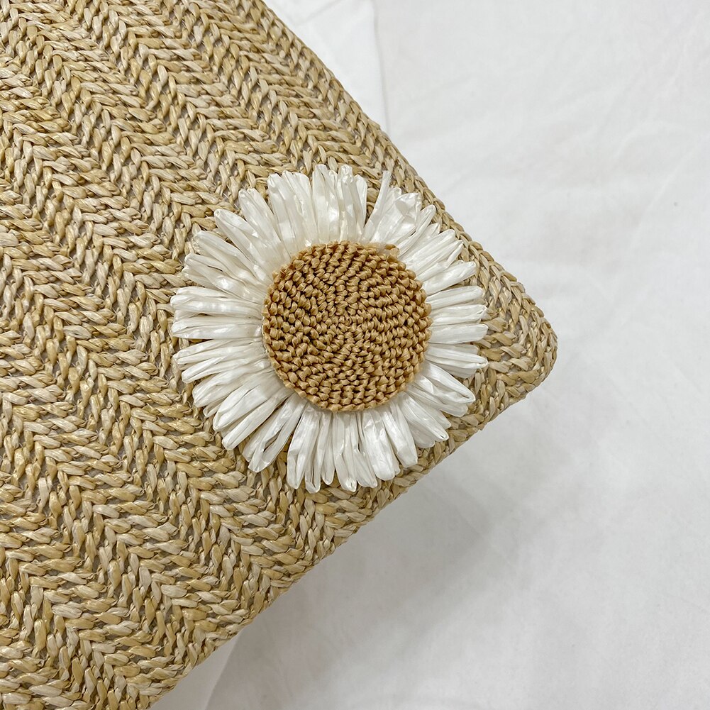 Woven Sunflower Wristlet Bag