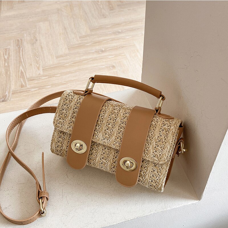 Retro Straw Design Crossbody Bag