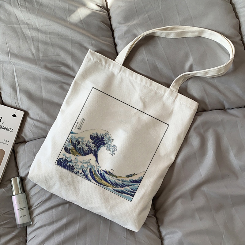 wave print shopper bag