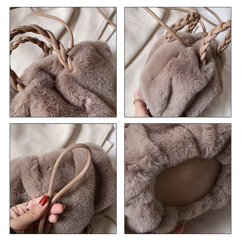 Female Faux Rabbit Fur Handbag
