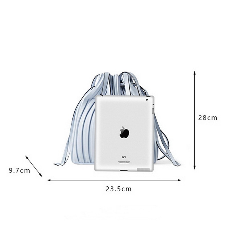 Pleated Stripe Bucket Bag