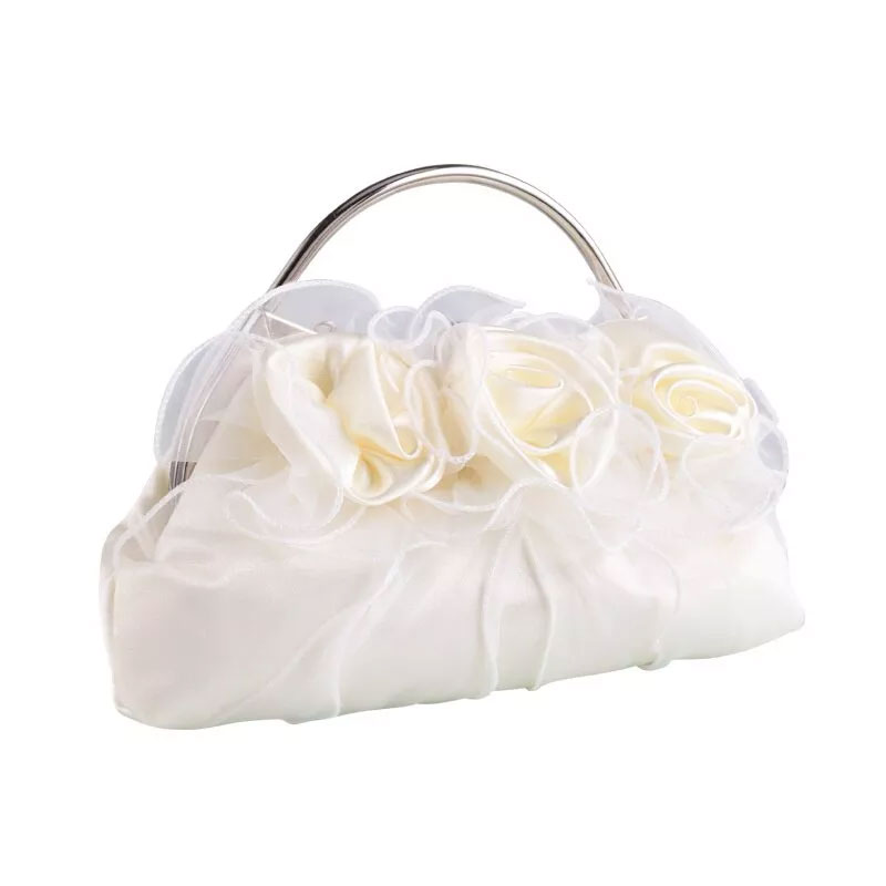 Satin Women White Color Evening Bag
