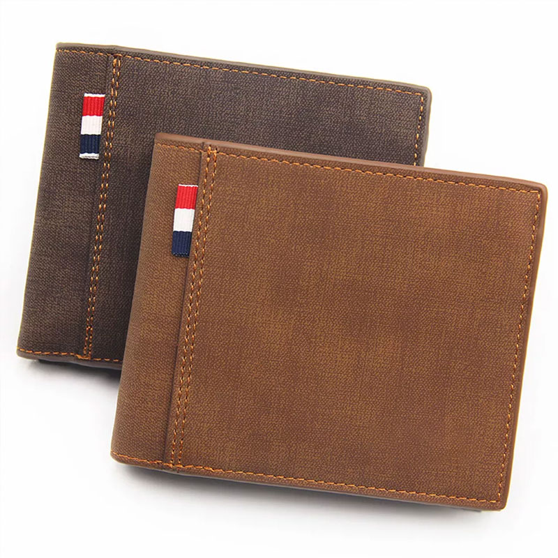 Solid Color Leather Business Short Wallet