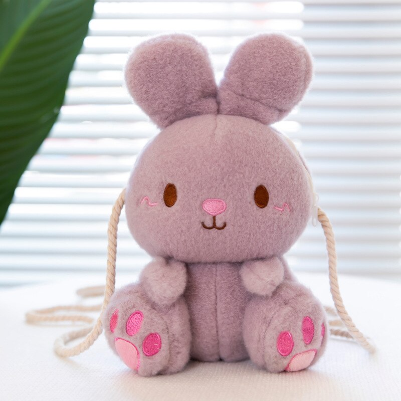 Cartoon cute plush rabbit  shoulder bag