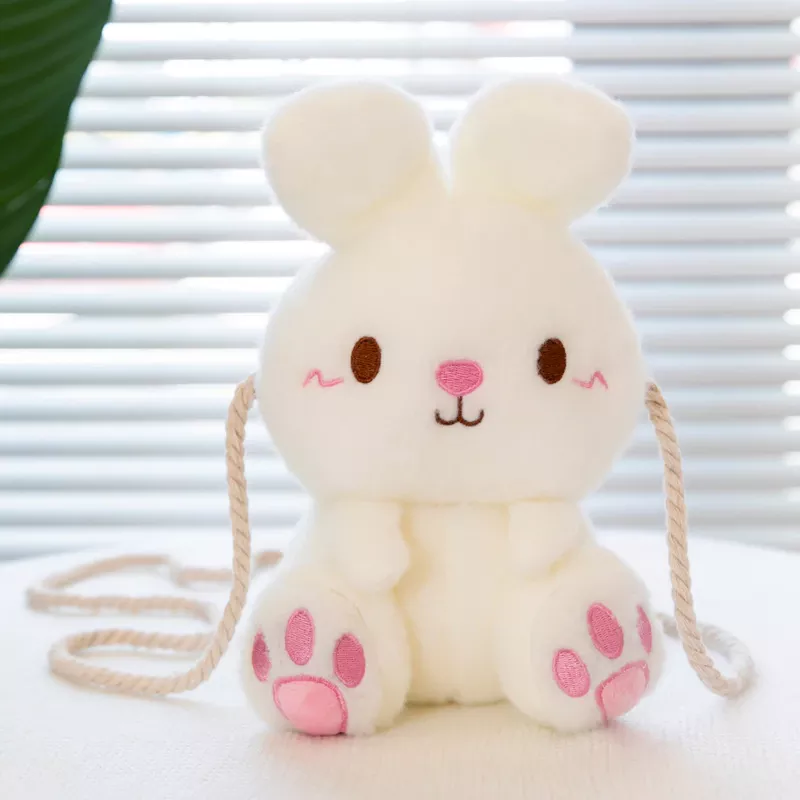 Cartoon cute plush rabbit  shoulder bag