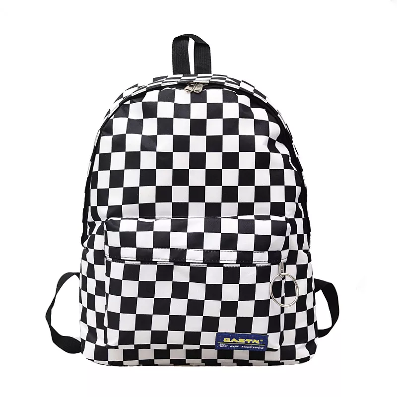 Unisex Plaid Nylon Backpack