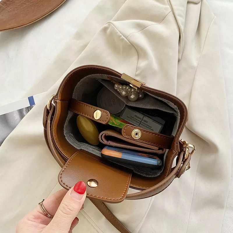 Solid Color PU Leather Bucket