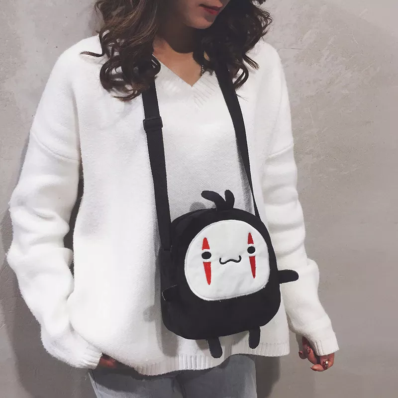 Cute Cartoon No Face Man Plush Bag