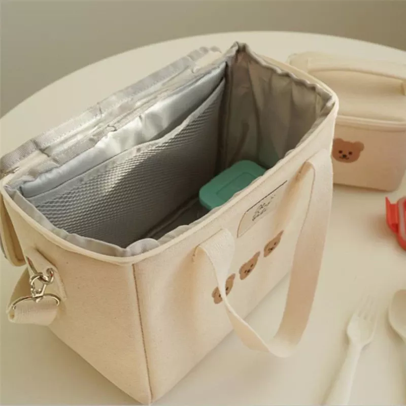 Embroidered Bear Insulation Mommy Bag