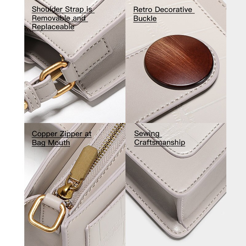 Crocodile Pattern Chain Shoulder Bag