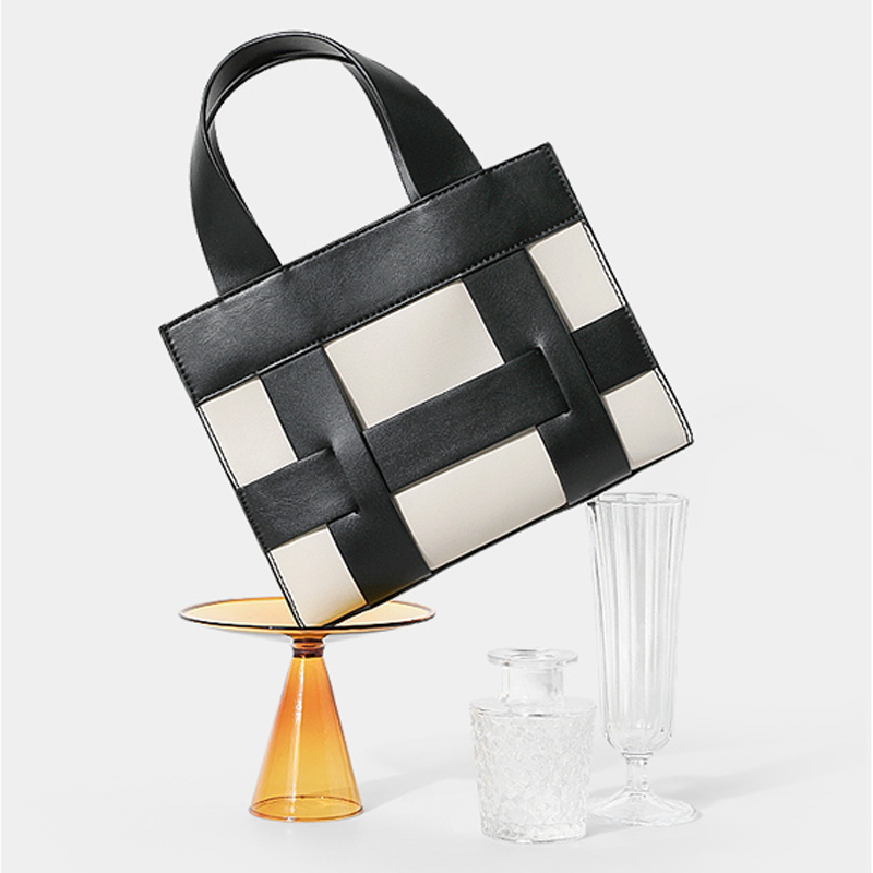 Checkerboard Design Top Handle Crossbody Bag